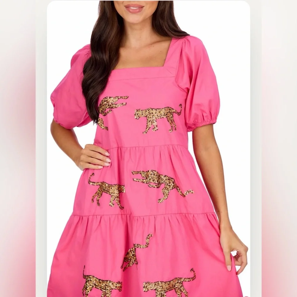 Mud Pie Pink Dress with Leopard Accents - Picture 7 of 8